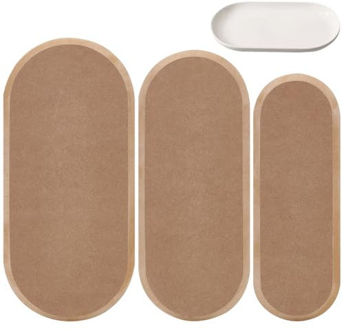 BENECREAT 3 Größen Tan Keramik Schablone für Ton, Holz Oval Keramik Schablonen Töpferei Werkzeuge für Handbuilding Dish Platte DIY Craft Supplies