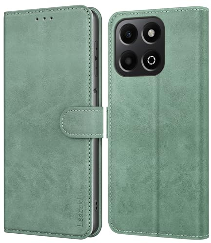 Leacckl for Honor 200 Smart Leather Wallet Case,Flip Case with Card Holder and Magnetic Buckle, Green