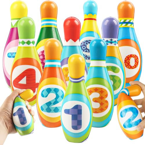Gxhong Kegelspiel für Kinder, Bowling Set, 12-Teiliges Kinder Weich Bowling, mit 10 Bowlingstifte und 2 Bälle, Innen Garten Outdoor Spielzeug, Kinderspiele Lernspiele, ab 3 Jahren Junge Mädchen