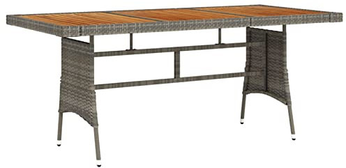Juroupi Gartentisch Terrassentisch Wetterfest Lounge Tisch Outdoor BalkonhäNgetisch Grau 160x70x72 cm Poly Rattan & Massivholz Akazie
