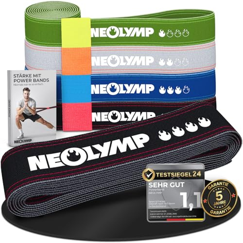 NEOLYMP Gymnastikband Stoff für vielseitiges Training – Umweltfreundlich, Langlebig, Waschbar – Resistance Bands mit Verstellschnalle – Fitnessbänder, Widerstandsbänder