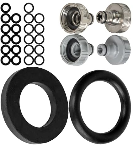 Ersatz Dichtungen Mix Set, 24 Stück, für G 1/2 Zoll Garten Systemteile, kompatibel mit Gardena 21 mm Hahnverbinder, 18240, 18220, 15273, aus Silikon, Ø 16 x 11 O-Ringe und 19 x 11 mm Flachdichtungen