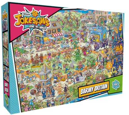Gibsons Barmy Britain 1000 Piece Jigsaw Puzzle for Adults – Hilarious British Humour Puzzle by Phil Dobson – Jokesaws Love to Laugh Collection – Made in the UK/EU