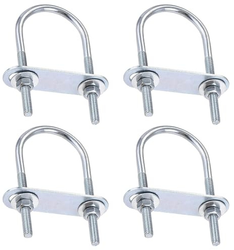 LEPEVNEY Pernos en U redondos M6, 40 mm de ancho interior, 90 mm de longitud, pernos en U de acero con tuercas, placas, arandelas para instalaciones de vehículos y barcos, 4 juegos M6 x 40 x 90