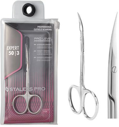 STALEKS PRO Forbici professionali per cuticole. Preciso e sicuro. Anelli ergonomici. Acciaio inossidabile. Expert SE-50/3