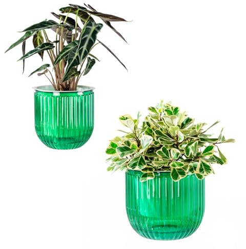 Melphoe Self Watering Pots for Indoor Plants Planter, 8.3/5.3 Inch 2 Pack Planters Self Watering Plant Pots for Flower, Houseplants, Succulent, African Violets and Cactus with Drainage