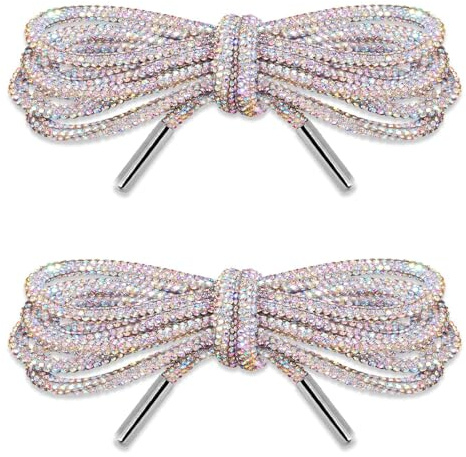 JINGTOPS 1 Paio Lacci per Scarpe Lacci Glitter Metallici Strass per Scarpe Lacci Scarpe Tondi Lacci Corda Strass Accessori Abbigliamento Fai-da-Te di Scarpe Pantaloni Felpe
