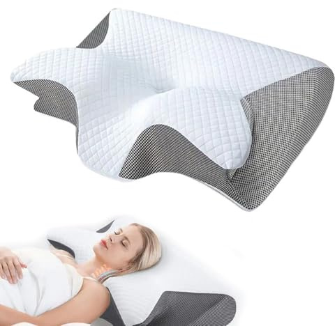Eevhrqw Oreiller Gamaneo,Coussin Cervicales Douloureuses,Oreiller Ergonomique Cervical Memoire De Forme,2 en 1 Oreiller Orthopédique À Mémoire De Forme pour La Nuque,Oreiller pour Dormir sur Le Côté