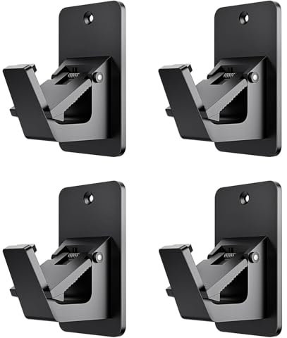 BelleVive 4 pezzi supporto per bastone da tenda, supporti senza foratura, supporti adesivi, ganci per bastone da tenda senza chiodi per bagno, nero