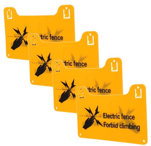 BUGUUYO 4 Stück Warnschilder Für Elektrozaun Kunststoff Hochspannungs Warnschild 20x12,8cm Vorgebohrte Löcher Uv Beständig Für Garten Und Bauernhof