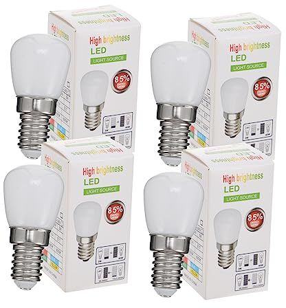 LOORGVEL 4pcs E14 LED Refrigerator Light Bulb 2835 Ceramic White