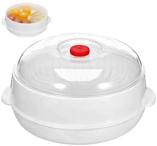 Healifty Microwave Steamer with Removable Basket for Rice Fish Dumplings Cooking Plastic Food Steamer with Ventilated Lid and Handle Compact Kitchen for Healthy Meals