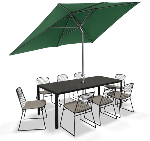 Jaxguom 200x300CM Sonnenschirm Rechteckig Grün Gartenschirm Terrassenschirm Sonnenschutz Sonnenschirm Kippbar Großschirm für Balkon,Terrasse,Garten