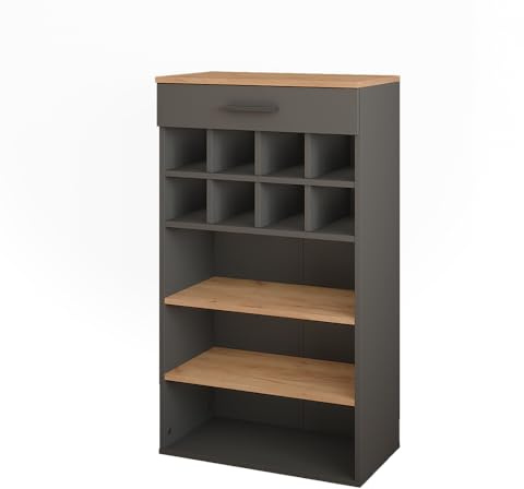 Vicco Weinregal Repose, Goldkraft Eiche/Anthrazit, 60 x 106 cm | zur Aufbewahrung von Weinflaschen und Büchern geeignet