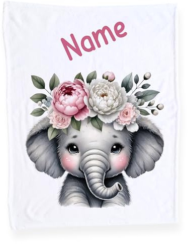 GRAZDesign Personalisierte Babydecke mit Elefanten Geschenk zur Geburt oder Geburtstag