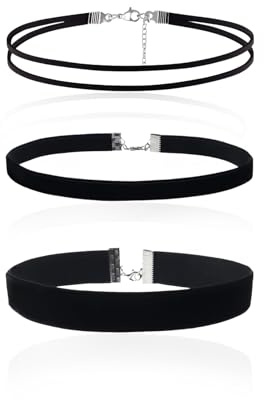 3 Stück Choker Kette Damen Schwarz Halsband Damen Velvet Verstellbare Kropfband Klassische Schmuck Halskette Set Schwarze Halsbänder für Frau Women und Mädchen Geburtstag Party Samt Halloween Cosplay