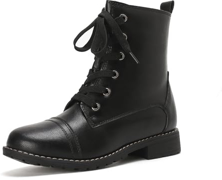 Putu Botines Mujer Cordones Cremallera Tacón Bajo 36-41 | Botines de piel sintética con cordones, cremallera lateral, tacón bajo y suela con relieve para uso diario