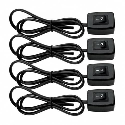 Powice 4X Kippschalter 12V mit Selbstklebender Rückseite, 3 A 12 V/24 V Schalter mit 75 cm Kabel, 12 V Kippschalter für die Steuerung der Autolichtelektronik