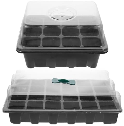 SEWACC Set 2 Vassoi per la Coltivazione di Ortaggi Coperchio Ventilato Scatole per la Crescita di Piante e Fiori Attrezzatura per Germinazione per Orti e Dimensioni Compatte