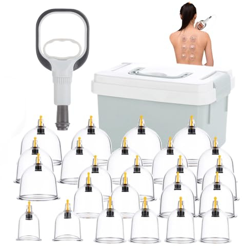 DAJASD Ventosas Fisioterapia, 24 PCS Ventosas Con Bomba De Vacío Con 12 Imanes De Punto De Acupresión, Juego De Cupping Para Todo El Cuerpo, Ventosas Para Contra La Celulitis, Tensión Y Los Músculos