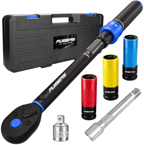 PUIBERS 1/2 Torque Wrench Set, 20-230 Nm, 3 CR-MO Sockets