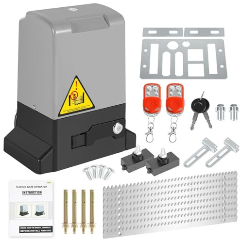 Jayseuw Schiebetorantrieb 370W bis 800kg mit Fernbedienung | Elektrischer Torantrieb; automatische Schließfunktion; wasserdicht IP44; für Einfahrts- & Hoftore; inkl. Fernbedienungen; lei