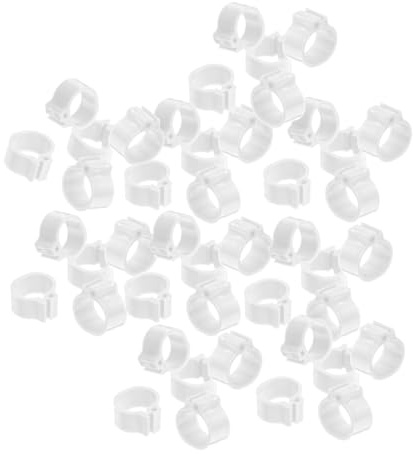 100 Pezzi Anelli per Piedi di Piccione 10mm in Plastica Bianco Chiusura Clip per Identificazione Razze Gestione Allevamento Pollame