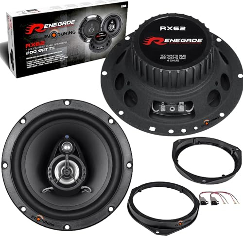 EvoTuning Kit 2 Casse Altoparlanti Anteriori per Fiat Grande Punto, Punto Evo, Coassiali 2 Vie 165 mm compatibile con Renegade RX62 + 2 Anelli e Cavi Adattatori