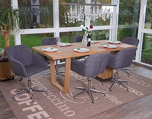 Mendler 6er-Set Esszimmerstuhl HWC-A74, Drehstuhl Loungesessel, höhenverstellbar - Textil, grau