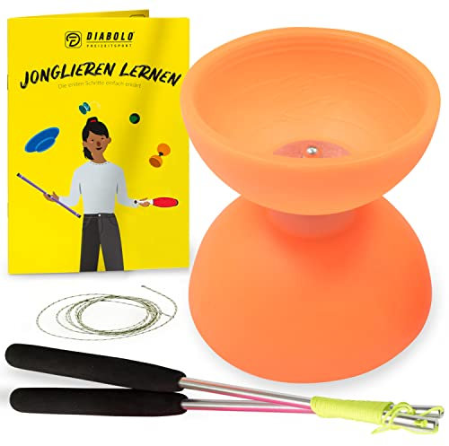 Diabolo-Set mit Comet Diabolo und Henrys Ersatzschnur - Einsteiger-Set - Made in Italy (neon-orange)