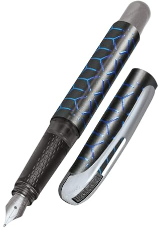 Online Füller College Style Blue, Tinten-Füller für Rechtshänder, ergonomisches Griffstück, hochwertige Iridium-Feder medium, Standard-Tintenpatronen, inkl. Kombipatrone blau, Allergiker geeignet