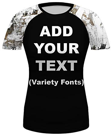 O2TEE Customized Text BJJ MMA Rash Guards Jiu Jitsu Training Fight Wear,Women,Short Sleeve,X-Large