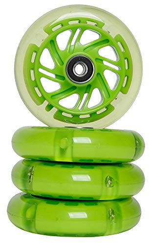 dare Scooter Rollen mit Kugellager, Scooter-räder 100 mm LED Räder (klar grün, 4 Stück)