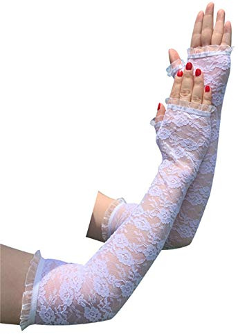 SUNTRADE Fingerlose Handschuhe für Damen, lang, Spitze, für Halloween, Motto-Party, Vintage, Opern, Hochzeit, flexibel