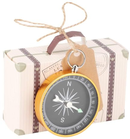 Geburtstags-Geschenkbox, Geschenkbox mit Deckel, Kraftpapier Geschenk Box, 20 Stück Golden Karton Geschenkboxen Braun mit Band für Hochzeiten mit Kompass und Kraft Tags Favour Box für Geburtstagsfeier