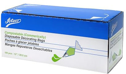 Ateco Compostable and Disposable Piping and Cake Decorating Bags, 12 - Pack of 100, Biodegradable Translucent