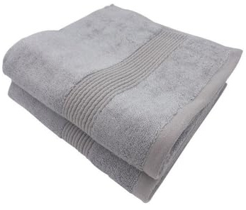 Alpes Blanc Juego de 2 toallas de baño de algodón y bambú, 600 g/m², colores de bambú, gris perla, tamaños de servilletas, 50 x 100 cm