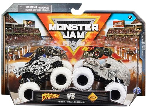 Monster Jam, Camiones Monstruos Oficiales Dragon Vs. Yeti, Escala 1:64, Juguetes para niños a Partir de 3 años