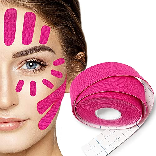 Face Lifting Tape - SFUCHIN Multifunktion Anti Falten Face Tape - Zornesfalte Pflaster - High Elastic Kinesiology Facial Stirn Augen Lippen Wrinkle Patches - Doppelkinn entferner (pink, 1)