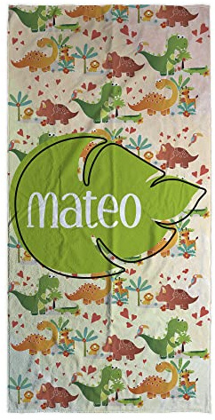 LolaPix Toalla Personalizada con Nombre. Toalla Dinosaurio NiñoToalla Playa. Toalla Piscina/Piscina. Algodón y Microfibra. Regalos Originales. Varios Tamaños. Mundo Dino