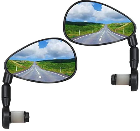 YuanDiann Anti-Shake Fahrrad Rückspiegel HD Glass Ebike Fahrradspiegel 360° Verstellbar Feste Aluminiumschale Golfschlägers Form Mountainbikes Rennrad Lenker End Spiegel