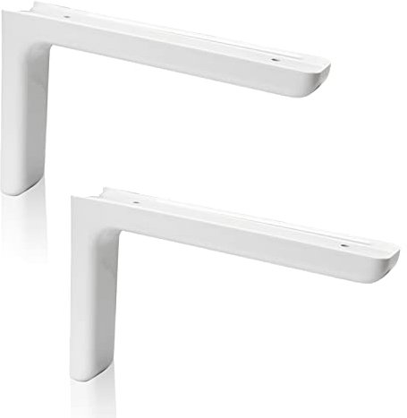 PRIOstahl Regalträger mit Abdeckung Regalwinkel Regalkonsole Regalbodenträger - 2 x Träger 80 x 120 mm in Weiß für Regal Regalböden Wandregal Wandkonsole aus Stahl mit Kunststoffabdeckung