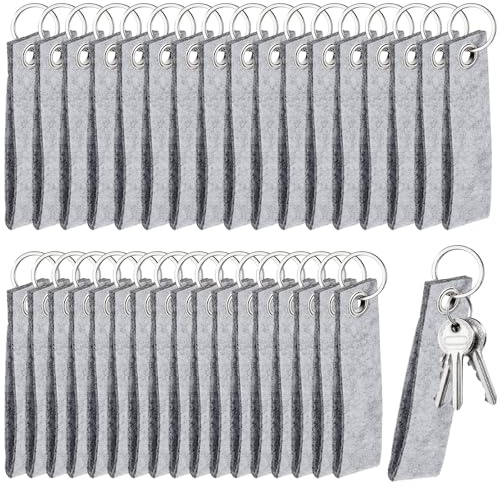 Nuenen 40 Stück Filz Schlüsselanhänger Schlüsselring mit Filzanhänger 13 x 3 cm Filz Schlüsselbänder für Basteln DIY Auto Schlüssel Geschenk Schule Wohnung Büro