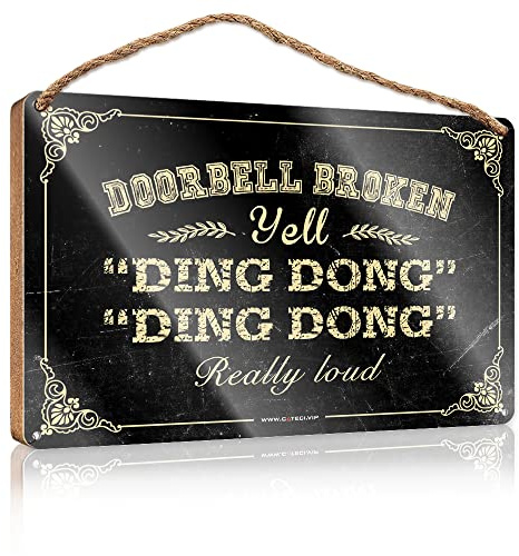 Farm Hanging Door Sign Doorbell Broken Yell Ding Dong Really Loud Wooden Sign Door Sign Decoration Room Decor for Men (Size : 23X35CM)