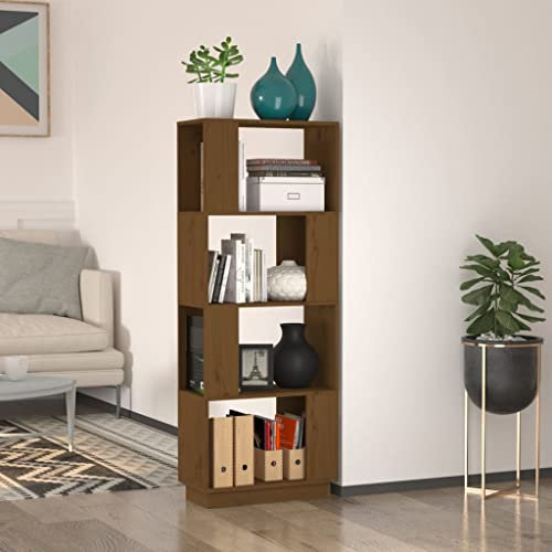 BUKSCYJS BüCherturm Freistehend,BüRo-BüCherregalebüCherregal/Raumteiler Honigbraun 51x25x132cm Massivholz Kiefergeeignet FüR Wohnzimmer, Schlafzimmer, Arbeitszimmer, Korridor