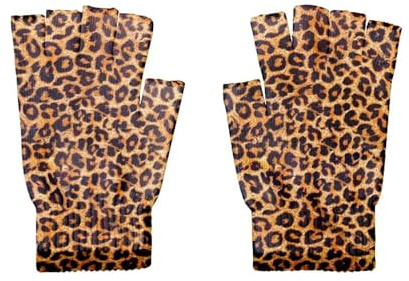 Fingerlose Handschuhe Für Damen, Thermo-Handschuhe, Leoparden-Handschuhe, Elastisch, Fünf Finger, Herren-Handschuhe, Fingerlose Party-Handschuhe, Touchscreen, Outdoor-Sport, Geschenk Für Familie