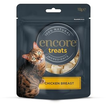 Encore 100% natürliche Hühnchenbrust Katzensnacks, gefriergetrocknet, getreidefreie gesunde Snacks - 12 x 10g