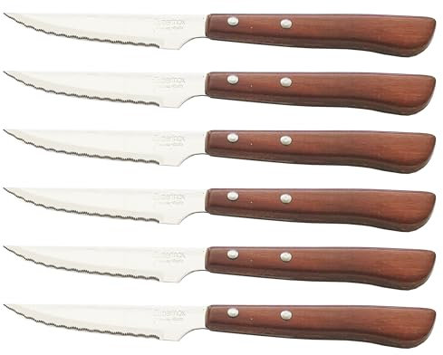 CUPERINOX Steakmesser | Fleischmesser | Tischmesser | Kotelettmesser | Sägemesser | Holzgriff | 100 mm | Edelstahl | Tischmesser (Naturholz)