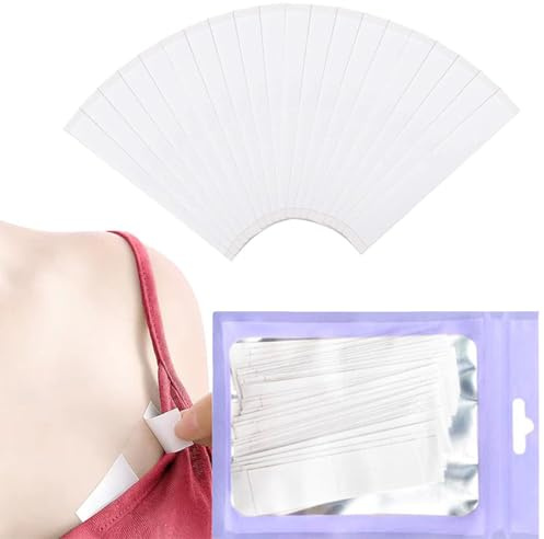 YBhuoo Lot de 100 rubans adhésifs double face transparents pour vêtements et corps, convient à tous les types de tissus et peaux sensibles, ruban adhésif supplémentaire (7,6 x 1,3 cm), claire, 85
