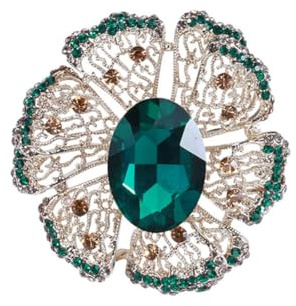 Kristall Strass hohl aus Vintage-Stil Brosche für Frauen grün Strass Blume Brosche Pin Damen Kleid Kleidung Zubehör Pins